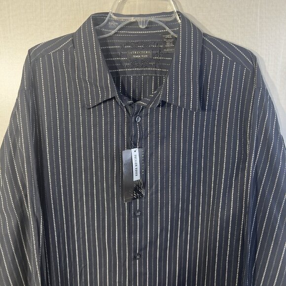 NWT 90s Mens Structure Black Dress Shirt Long Sleeve Button Down Size XXL - Picture 2 of 11